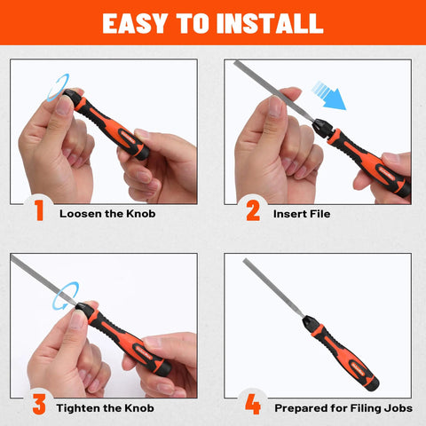 Step-by-step guide for using the 7 Piece Interchangeable Needle File Set with Flat Warding Round Half Round Square Triangular Files.