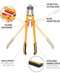 Image of a 24 Inch Bolt Cutter With Folding Handles For Easy Carry, Compact Portable Design For On The Go Jobs, showing features.