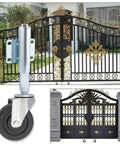 Heavy Duty Spring Loaded Gate Caster Wheel Retractable Shock Absorbing Swivel Roller For Garden Fences And Wood Gates stops sag under a decorative driveway gate.