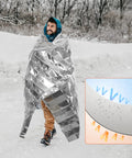 6 Pack Emergency Mylar Space Blankets Kit For Outdoor Survival, Hiking, Camping Reflective Thermal Blankets in snowy environment