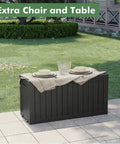 Durable Resin Wood Look Outdoor Storage Box With Lockable Lid, Weatherproof 85 Gallon Deck Box For Patio Backyard And Garden