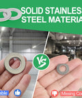 Flat washer, Zernmiarder, 304 stainless steel, 2-inch outer diameter with 1-inch inner hole, pack of 5