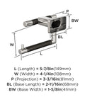 Diagram of Polished Nickel And Gunmetal Single Post Toilet Paper Holder For Mega Rolls with dimensions labeled for clarity