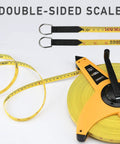 Heavy Duty Fiberglass Tape Measure 330 Feet 100 Meters Open Reel Built Tough With One Half Inch Wide Blade Dual Inch And Metric Scale