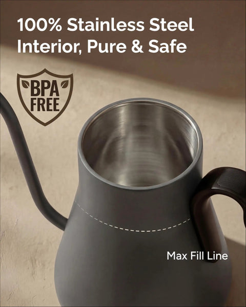 Top view of Gooseneck Electric Kettle With Precise Temperature Control Plus Or Minus One Degree Fahrenheit, BPA Free Stainless Steel Interior