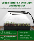 All In One Seed Starter Kit With 60 Cell Tray Grow Light And Heat Mat For Indoor Seed Starting And Seedling Growth