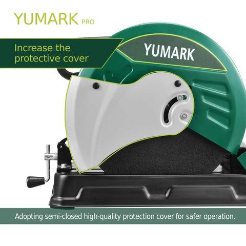 Powerful 2400W 3800RPM Chop Saw With 14 Inch Blade 45 Degree Adjustable Metal Cutting Angles For Rebar Angle Iron Hollow Pipe Heavy Duty Steel Cutting Tool with protective cover