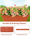 4 Tier Vertical Raised Garden Bed With Legs For Indoor And Outdoor Use, Space Saving Planter for Herbs Vegetables and Flowers, Easy Assembly, Durable Brick Red Finish, displaying drainage tray feature with flowers