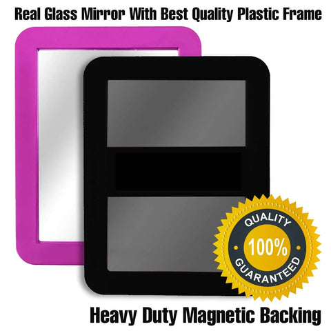 Magnetic Real Glass Mirror 5x7 Inch White Framed Locker Accessory for School and Gym Lockers Fridge Toolbox Filing Cabinet