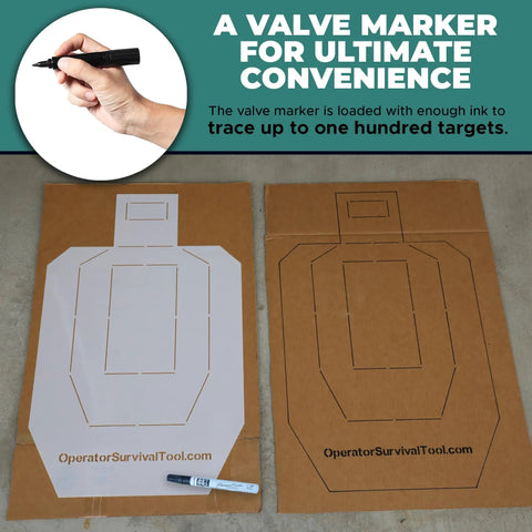 Heavy Duty 10 Mil Mylar Silhouette Target Stencil Kit with paint pen and cardboard outline for range practice