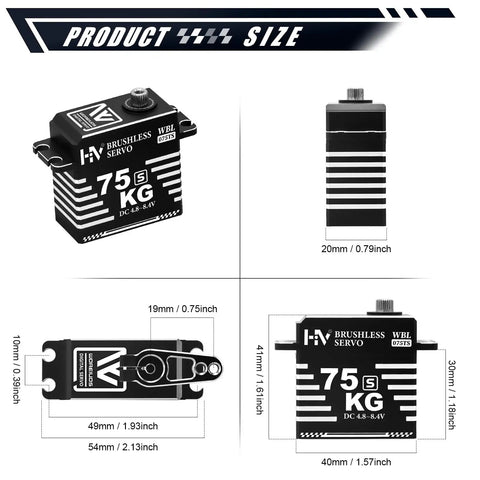 Beefed Up Brushless Waterproof Servo With All Aluminum Case High Torque Digital Servo shown with dimensions in millimeters