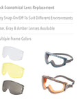 Stealth Safety Goggles With Gray HydroShield Anti Fog Lens And Neoprene Headband in multiple lens colors and designs