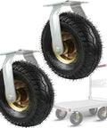 Beefy Heavy Duty Caster Wheels With Soft Rubber Tires For Silent Floor Friendly Rolling Top Plate Swivel Castors For Furniture Workbench Shelving And Trolleys Includes Screws Fixed Or Swivel Options shown with trolley