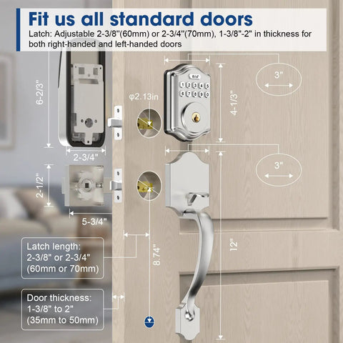 Smart Keyless Door Lock With One Click Unlock Fingerprint Access In Under A Second Virtual Cipher Keyboard Auto Lock Waterproof No Fuss Install diagram on wooden door