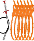 7 In 1 Hair Drain Clog Remover Tool Kit showing 24in metal auger and 20in plastic hair grabbers for DIY drain cleaning.