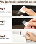 Installation steps for Ultra Thin Magnetic Cabinet Door Magnets 20 Pack With Double Sided Tape: clean, peel off, paste and press.