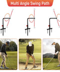 Multi angle practice with Go-To Golf Swing Trainer And Practice Aid, Heavy Duty Metal Stand, user demonstration on green field