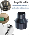 4 Inch To 2-1/2 Inch Dust Hose Reducer Attachment No Fuss For Easy Dust Collection, Cone Reducer Fitting For Power Tools And Vac