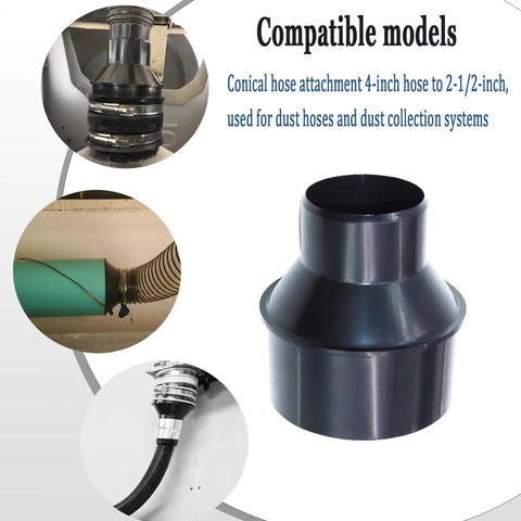 4 Inch To 2-1/2 Inch Dust Hose Reducer Attachment No Fuss For Easy Dust Collection, Cone Reducer Fitting For Power Tools And Vac