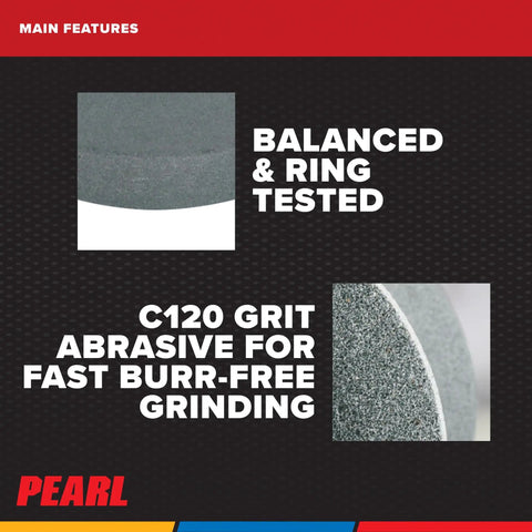 6X1X1 C120 General Purpose Bench Grinding Wheel for Metal, showing balanced and ring tested features with C120 grit