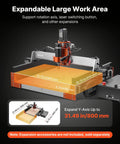 Slick Badass Desktop CNC Router Machine With 500W Spindle And Dual Linear Rails for wood and acrylic carving, showing large work area.
