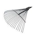 Heavy Duty Metal Leaf Rake With 24 High Carbon Tines And Fiberglass Handle For Leaves, Debris, And Thatching In Lawns And Gardens