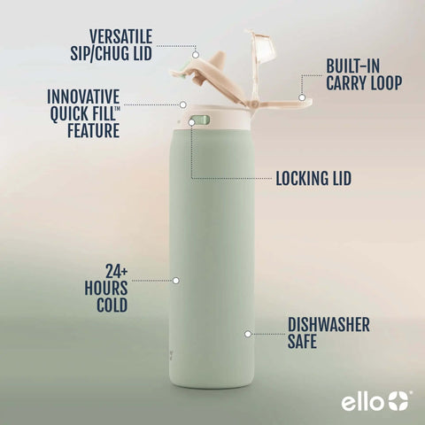Pop And Fill 22oz Stainless Steel Water Bottle With Quick Fill Lid Dual Sip Or Chug Double Walled Vacuum Insulated