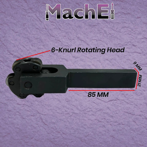 Rotating Head Knurling Tool With Six Knurl Wheels And Multi Pitch Design For Lathe Tool Holders, 85mm length