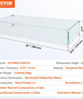 Glass Wind Guard For Fire Pit 38 X 10.5 X 6 Inches, Rectangular Tempered Shield with dimensions and specifications shown.