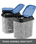 Stackable Clear Hardware Storage Bins Set With Blue Lids 1 Quart 8 Pack For Bolts Screws Nuts And Small Parts In Garage Or Workshop