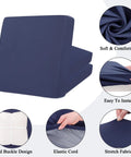 Elastic Patio Cushion Covers Set Of 12 Waterproof Outdoor Chair Cushions Slipcovers detail, showing navy blue and fixed buckle design.