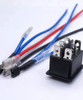 12V Polarity Reverse Switch Momentary DPDT Rocker Toggle With 6 Pins, ON OFF ON Action, Auto Reset, RV Jack Motor Control, Jumper Wires Included, 16A 250V AC or 20A 125V AC, Great For RVs. Black 6-pin switch with jumper wires
