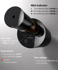 Top view of Waterless Essential Oil Diffuser Starter Kit with controls visible, showing mist indicator and timer settings.