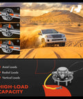Front Wheel Bearing And Hub Assembly With ABS For Ford Expedition 2018 To 2020 F 150 2018 To 2020 Lincoln Navigator 2018 To 2020 RWD 6 Lug High Load Capacity Roller Bearing Direct Replacement For A Quiet, Smooth Ride; desert driving scene with assembly diagram