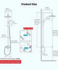 Diagram of the Outdoor Shower Kit With 304 Stainless Steel 8 Inch Shower Head And 2 In 1 Cylinder Handheld Spray Dual Function Easy Install Wall Mount Faucet Matte Black Weatherproof Finish showing dimensions and installation details.