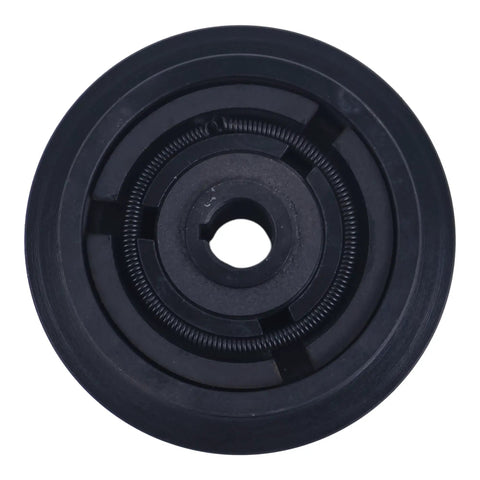 Top view of Beefy Five Inch Pulley Set With Two Pulleys And One Half Inch V Belt For Three Quarter Inch Shaft Works With Honda GX160 GX200 Engines