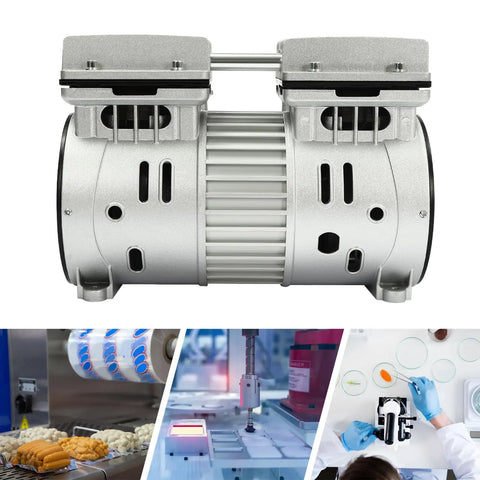 550 Watt Oilless Piston Compressor Pump With Copper Motor High Pressure Vacuum Head Silent Portable Air Pump For Lab Gas Tightness Tests Compact Industrial Grade Heavy Duty Performance Durable