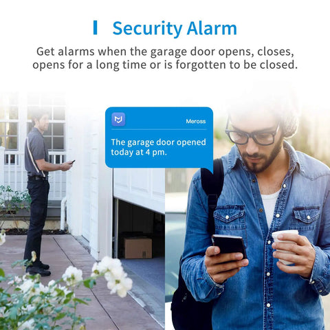 Man using Smart Garage Door Opener Remote for HomeKit Alexa Google Assistant and SmartThings No Hub Needed with Real Time Alerts