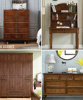 Antique Brass Cabinet Pulls 4 Pack Ring Pulls For Dresser Drawers Vintage Single Hole Mount Hardware shown on furniture