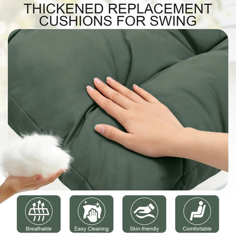 Hand touching outdoor porch swing cushions for 3 seater with backrest splash proof outdoor polyester fabric