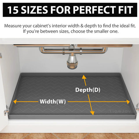 Under Sink Mat 34 By 22 Inches No Fuss Extra Thick 3mm Silicone Leakproof Kitchen Cabinet Protector And Liner installed view