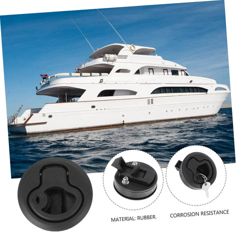 LIFKOME 4-pack flush pull boat latches with locking mechanism; rubber marine-grade round deck hatch and cabinet latches.