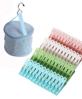 No Mess Plastic Clothes Pins 48 Pack Heavy Duty Workhorse Colored Laundry Clips Spring Grip Pegs with mesh carry bag.