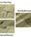 Toolbox Tested Custom Long Sleeve Work Shirt For Men Quick Dry Button Up Mechanic Uniform Personalized Utility Top Heavy Duty Green Wicking Fabric For The Daily Grind with front chest bag, textured button, and breathable back.