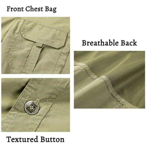 Toolbox Tested Custom Long Sleeve Work Shirt For Men Quick Dry Button Up Mechanic Uniform Personalized Utility Top Heavy Duty Green Wicking Fabric For The Daily Grind with front chest bag, textured button, and breathable back.