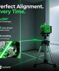 Self Leveling Green Laser Level With Tripod For Indoor Outdoor Use 360 Degree High Brightness 16 Line Layout Tool For Construction Home Reno And Picture Hanging, green laser on tripod
