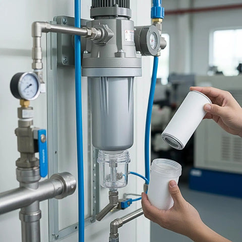 Installation of AF40P-060S Replacement Air Filter Element into an industrial filtration system.