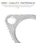 Close-up of heavy-duty metal exhaust flange gasket from 2 Pack Exhaust Gasket Kit For Cars And Trucks with durability features