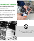 Instructions for using 2 Point 5mm Drill Bit Set 10 Pc High Speed Steel Straight Shank 118 Degree Gold Finish with hand drill.