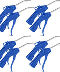 Eight Piece Air Blow Gun Set With Pistol Grip For Air Compressors Industrial And Home Cleaning Tool Kit Hard To Reach Dust Remover Nozzles Durable Iron Barrel And POM Handle In Dark Blue